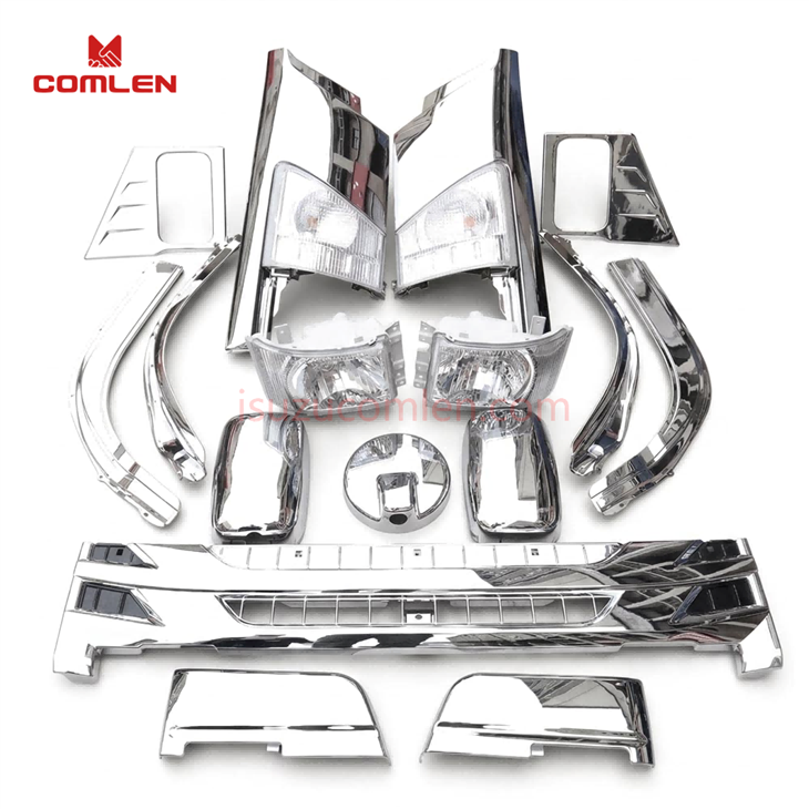 1 Set Chromed Modification Body Kit For Isuzu NPR Headlight Wheel Eyebrow Grill Rear Mirror Cover Headlamp Headlight Front Bumper Included